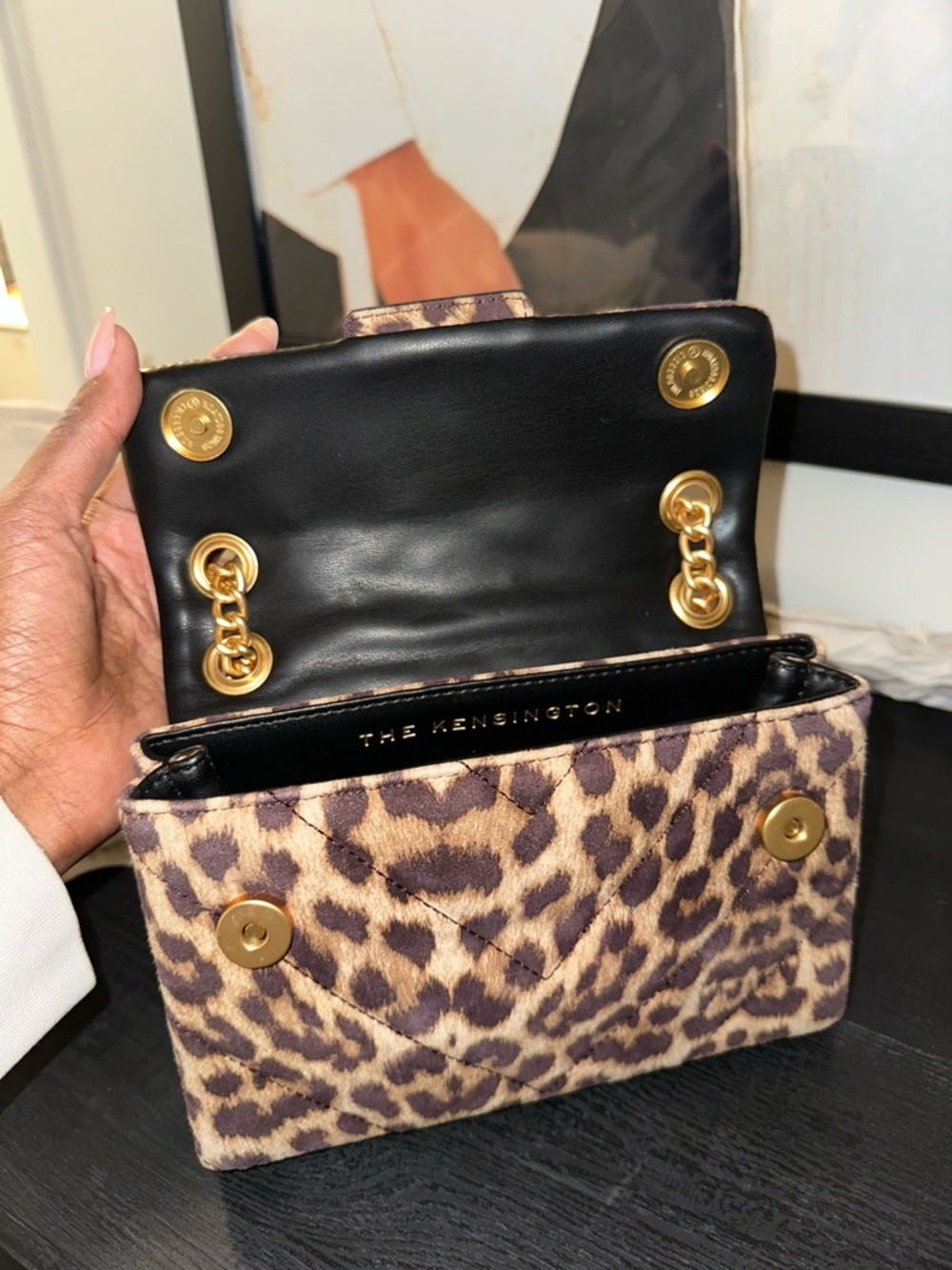 Kurt Geiger Leopard Quilted Mini Chain Shoulder Bag with Gold Hardware - Picture 5 of 11